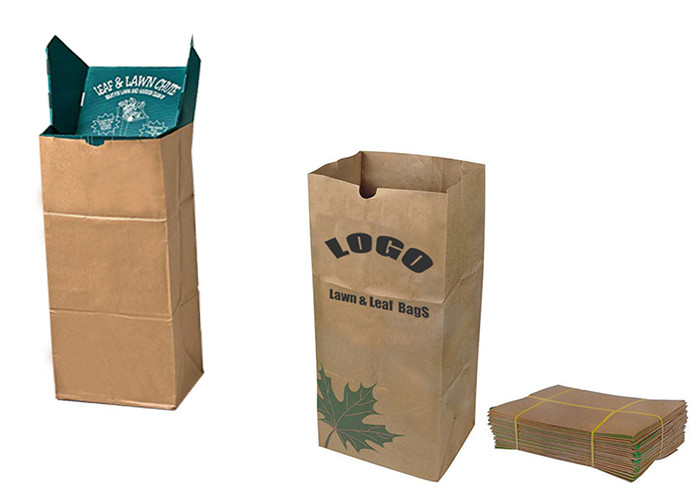 Custom Heavy Duty Brown 40 Gallon Kraft Paper Refuse Bag Yard